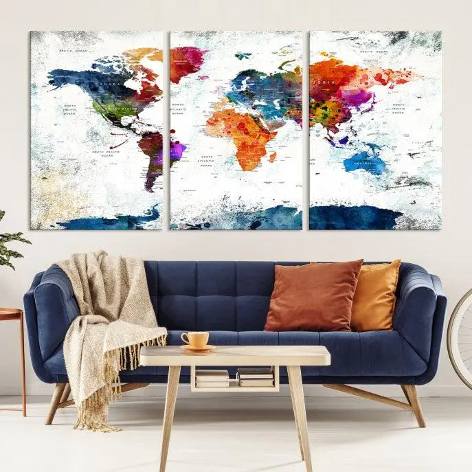 World Map Wall Art Canvas Print 