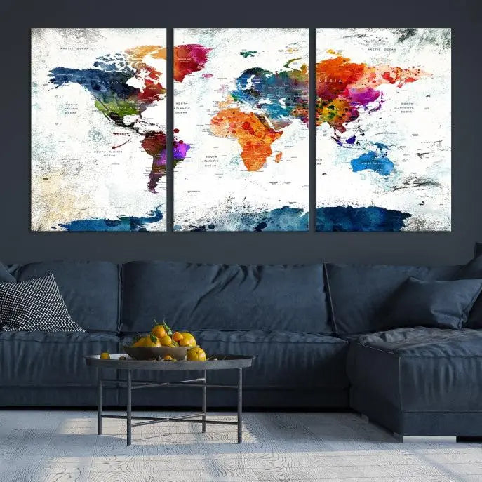 World Map Wall Art Canvas Print 