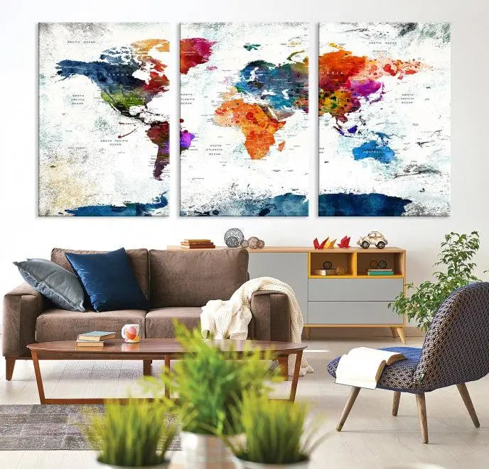 World Map Wall Art Canvas Print 