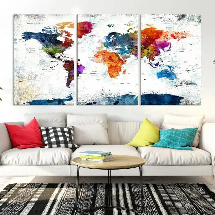 World Map Wall Art Canvas Print 