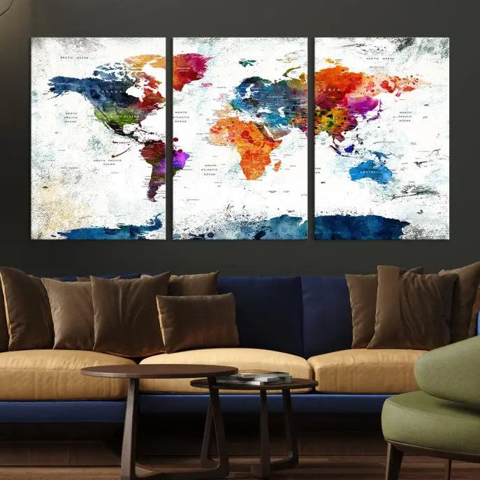 World Map Wall Art Canvas Print 