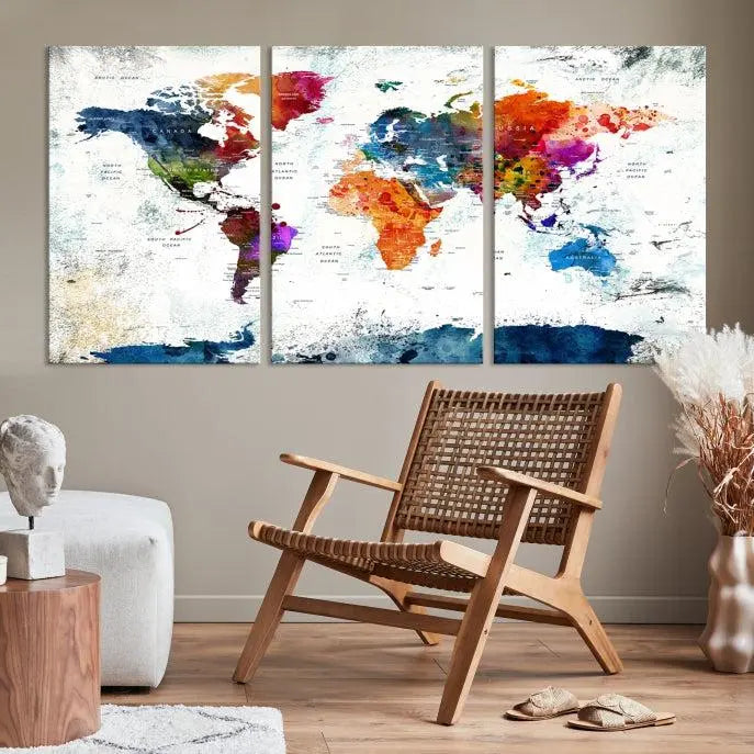 World Map Wall Art Canvas Print 