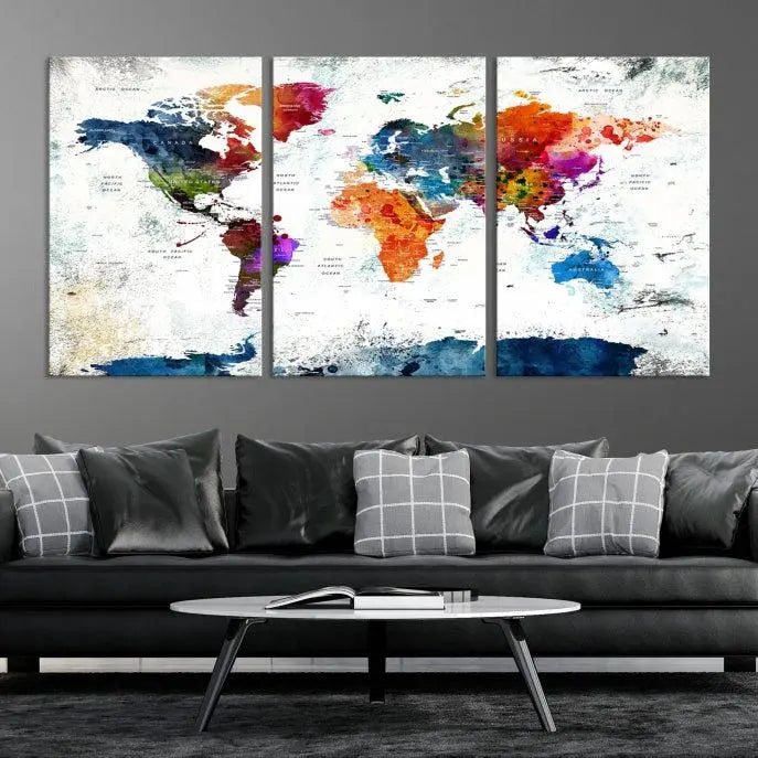 World Map Wall Art Canvas Print 