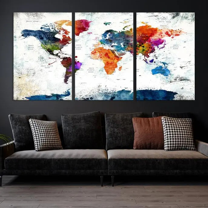 World Map Wall Art Canvas Print 