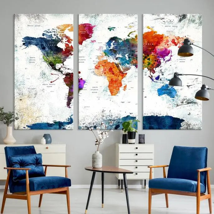 World Map Wall Art Canvas Print 