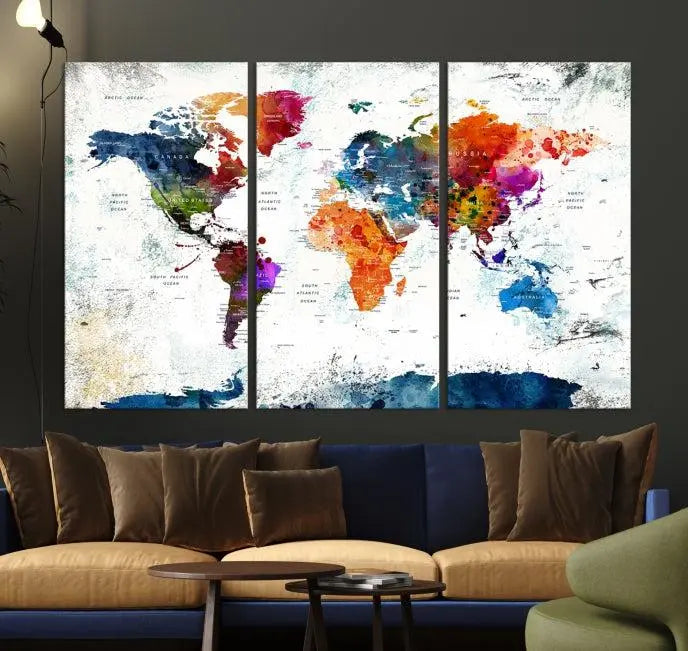 World Map Wall Art Canvas Print 