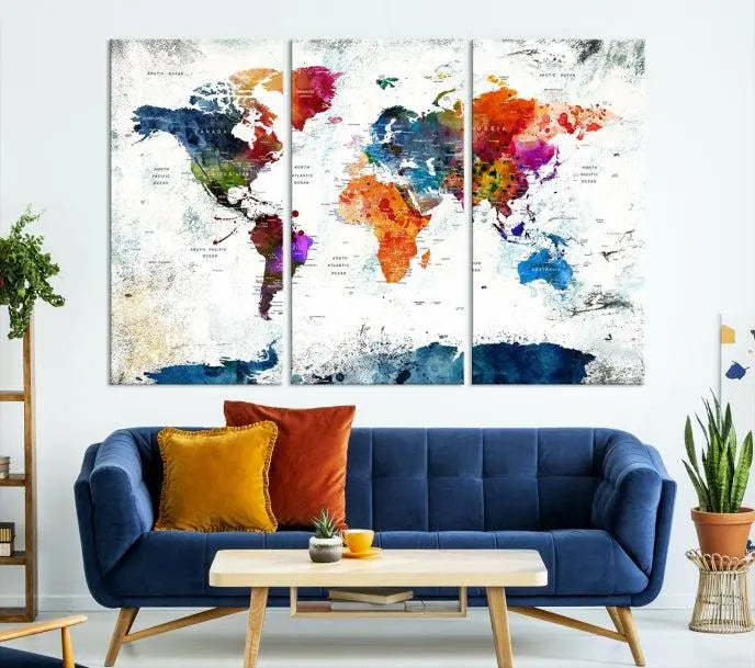 World Map Wall Art Canvas Print 