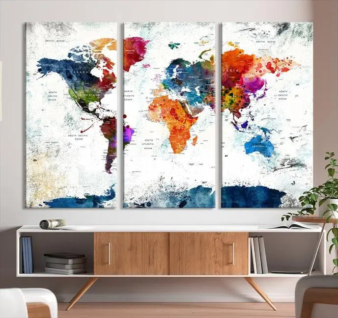 World Map Wall Art Canvas Print 