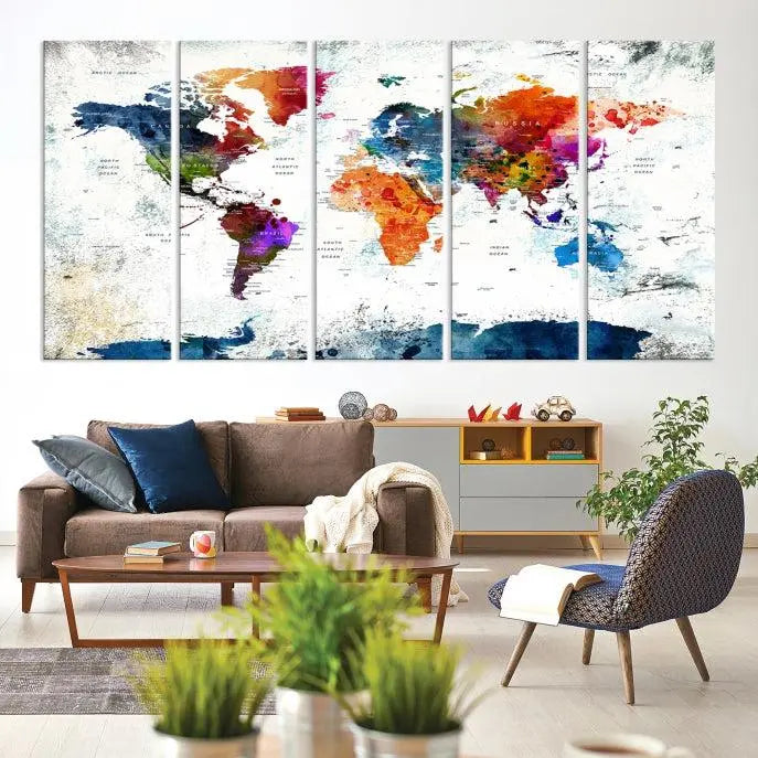 World Map Wall Art Canvas Print 