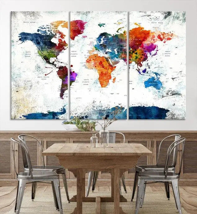 World Map Wall Art Canvas Print 