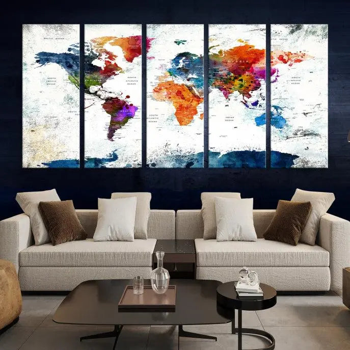 World Map Wall Art Canvas Print 