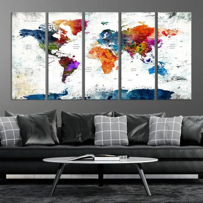 World Map Wall Art Canvas Print 