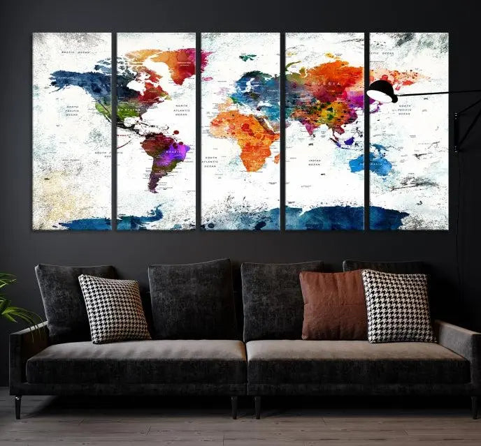 World Map Wall Art Canvas Print 