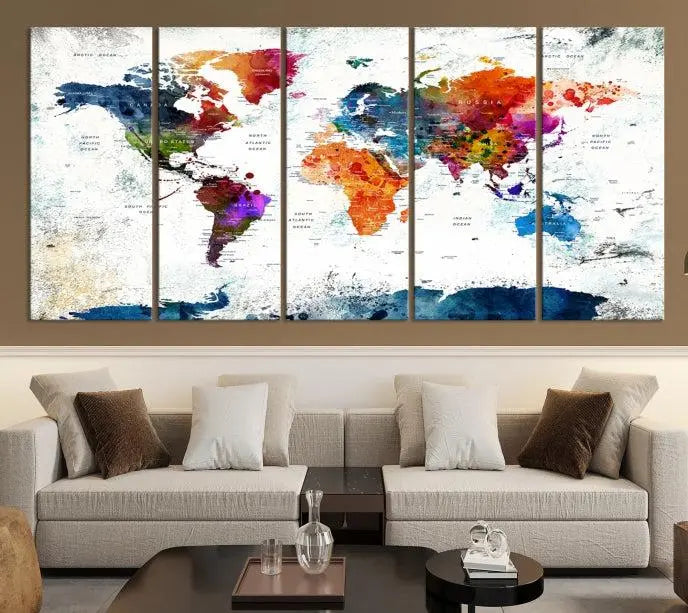 World Map Wall Art Canvas Print 