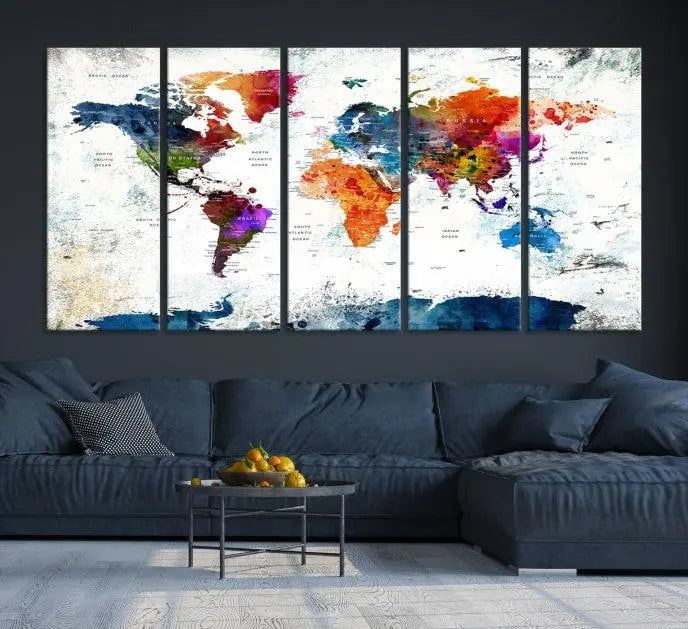 World Map Wall Art Canvas Print 