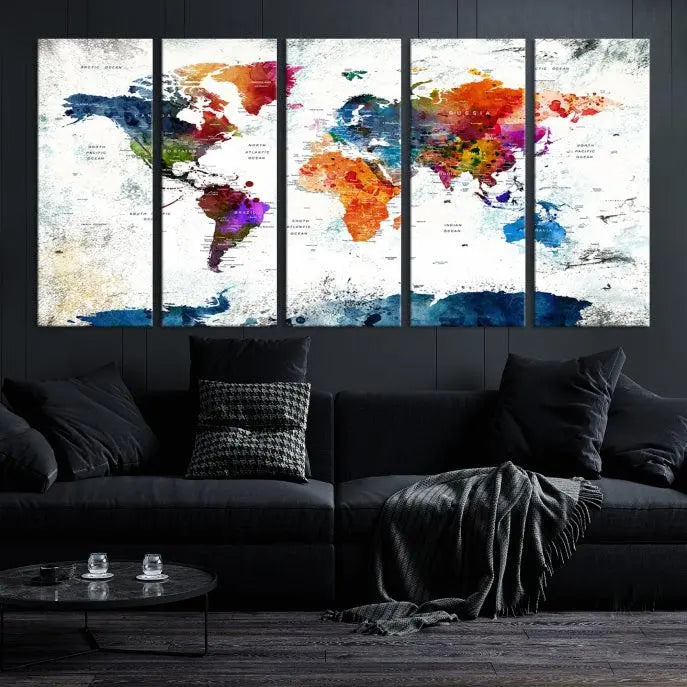 World Map Wall Art Canvas Print 