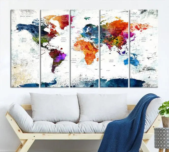 World Map Wall Art Canvas Print 