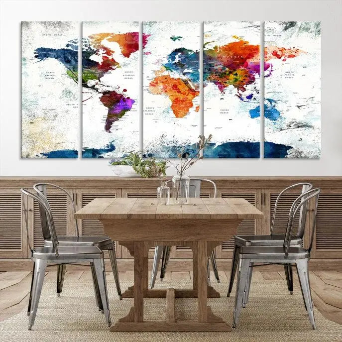 World Map Wall Art Canvas Print 