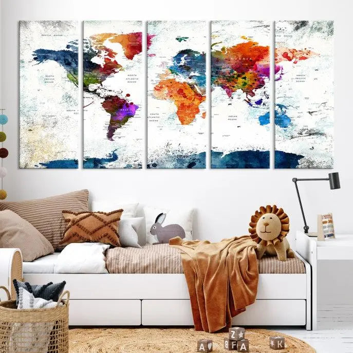 World Map Wall Art Canvas Print 