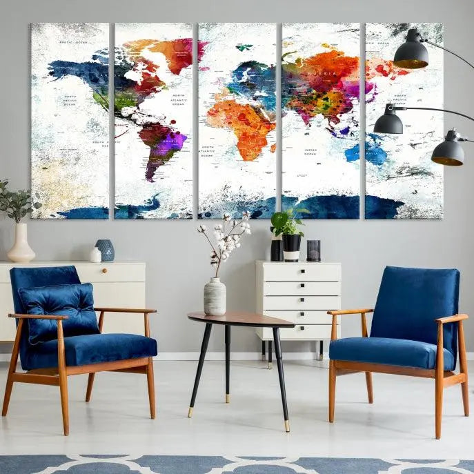 World Map Wall Art Canvas Print 