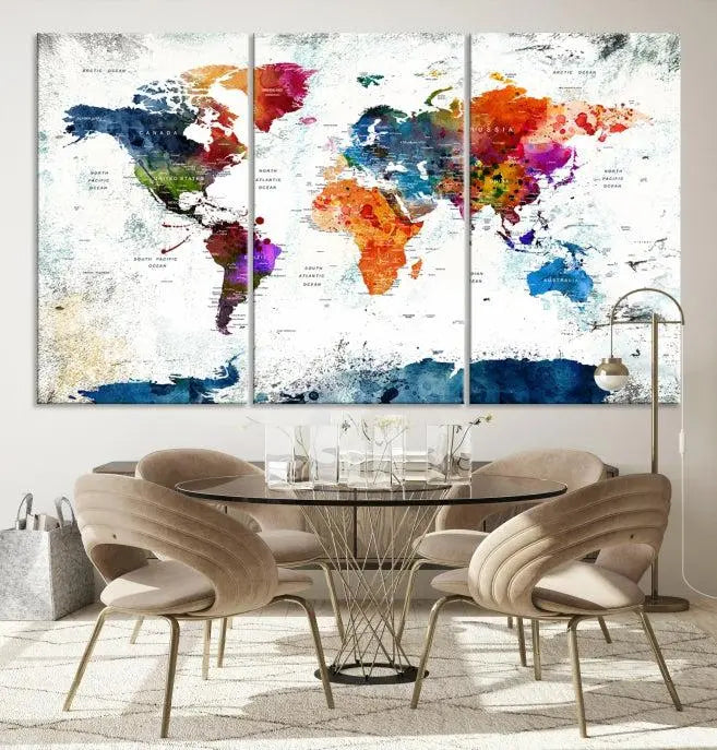 World Map Wall Art Canvas Print 