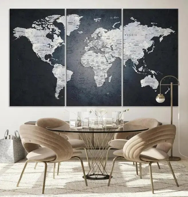 World Map Wall Art Canvas Print 