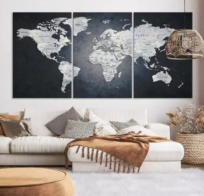 World Map Wall Art Canvas Print 