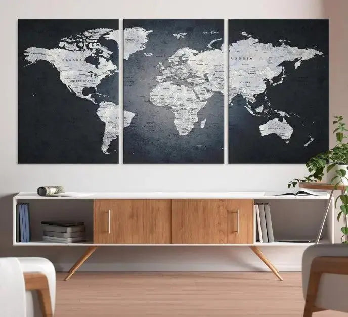 World Map Wall Art Canvas Print 