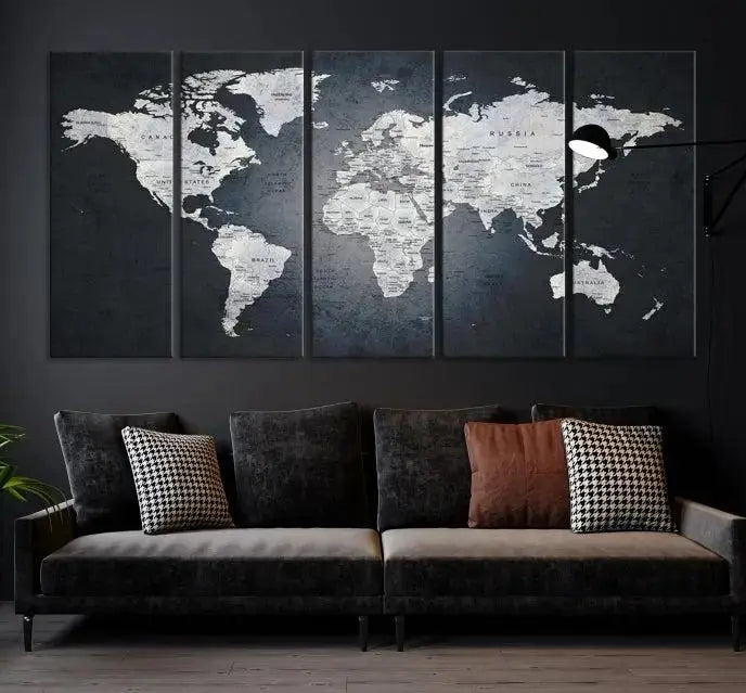 World Map Wall Art Canvas Print 