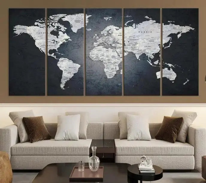 World Map Wall Art Canvas Print 