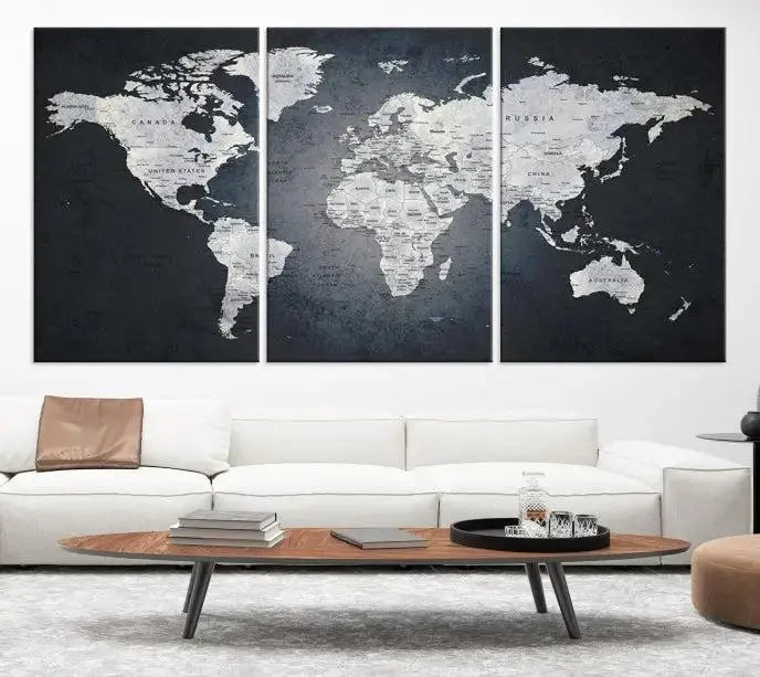 World Map Wall Art Canvas Print 