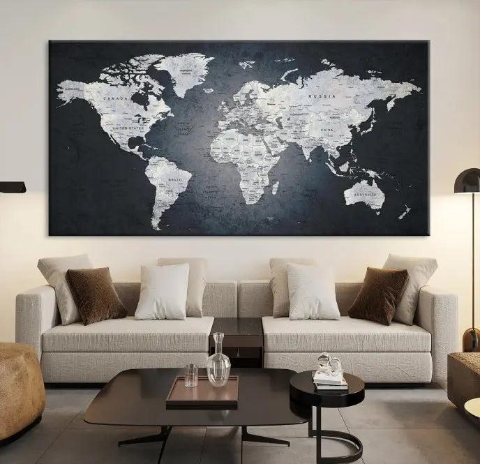 World Map Wall Art Canvas Print 