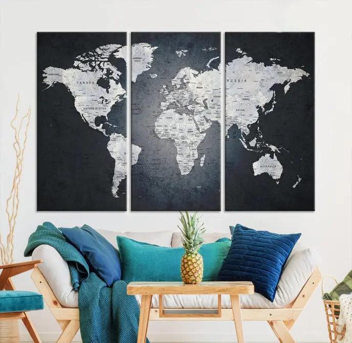 World Map Wall Art Canvas Print 