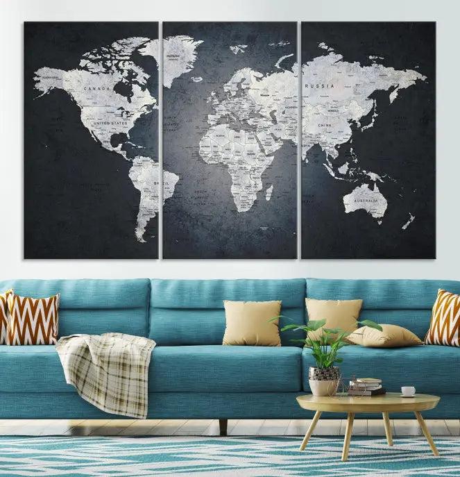 World Map Wall Art Canvas Print 