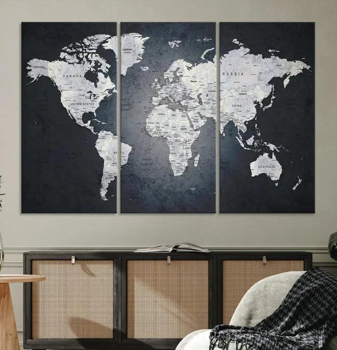 World Map Wall Art Canvas Print 