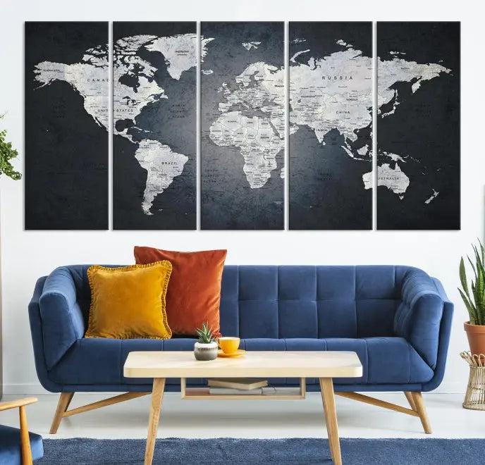 World Map Wall Art Canvas Print 