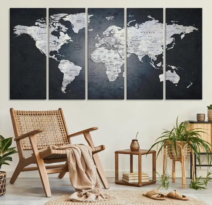 World Map Wall Art Canvas Print 