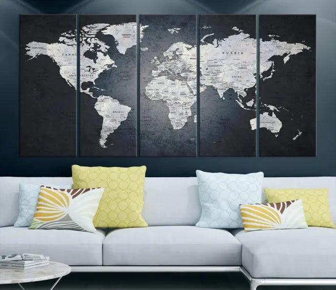 World Map Wall Art Canvas Print 