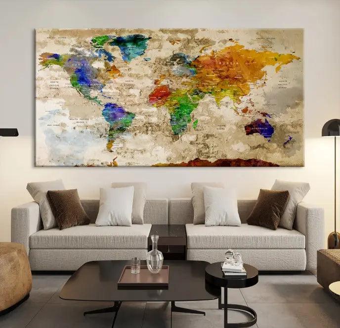 World Map Wall Art Canvas Print 