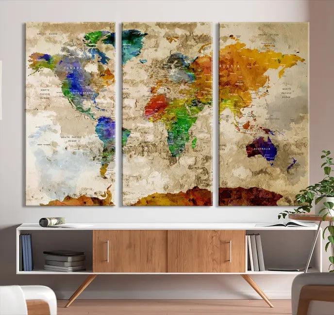 World Map Wall Art Canvas Print 