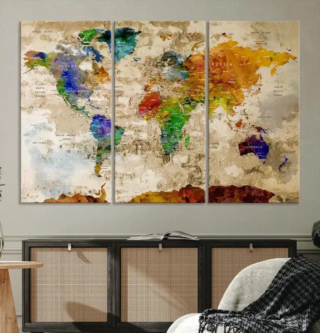 World Map Wall Art Canvas Print 