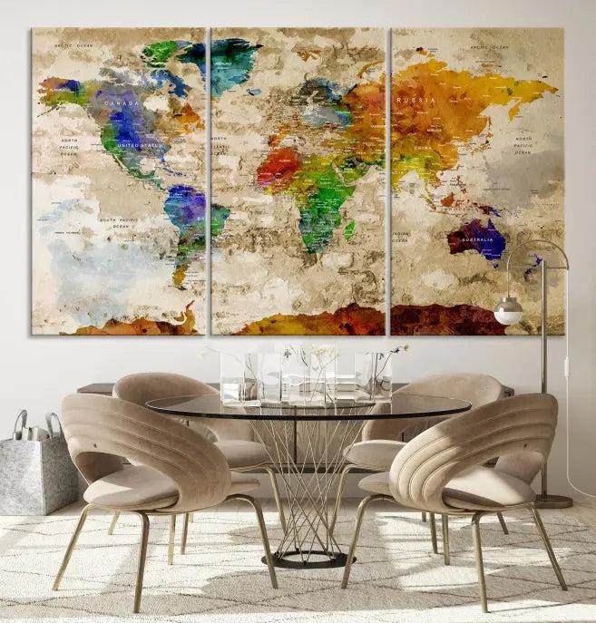 World Map Wall Art Canvas Print 