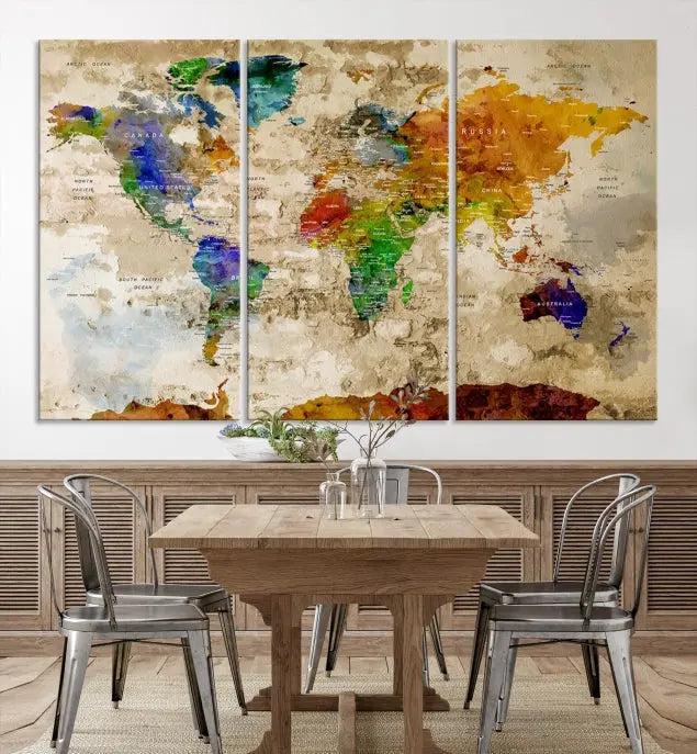 World Map Wall Art Canvas Print 