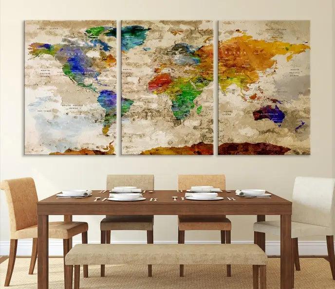 World Map Wall Art Canvas Print 