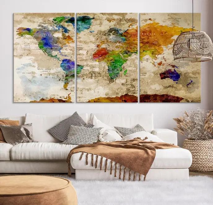 World Map Wall Art Canvas Print 