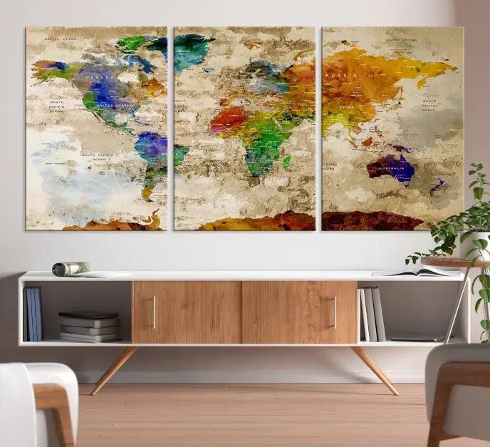 World Map Wall Art Canvas Print 