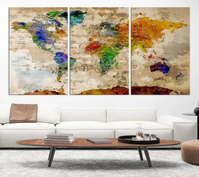 World Map Wall Art Canvas Print 