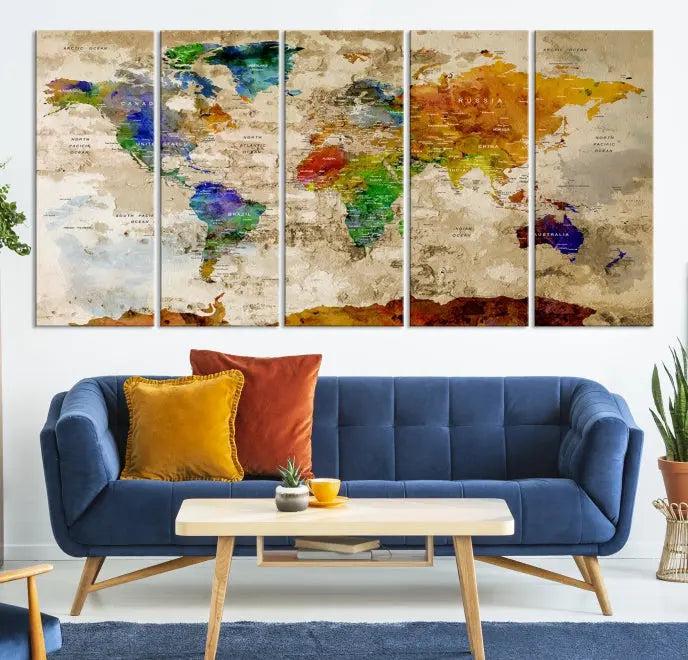 World Map Wall Art Canvas Print 