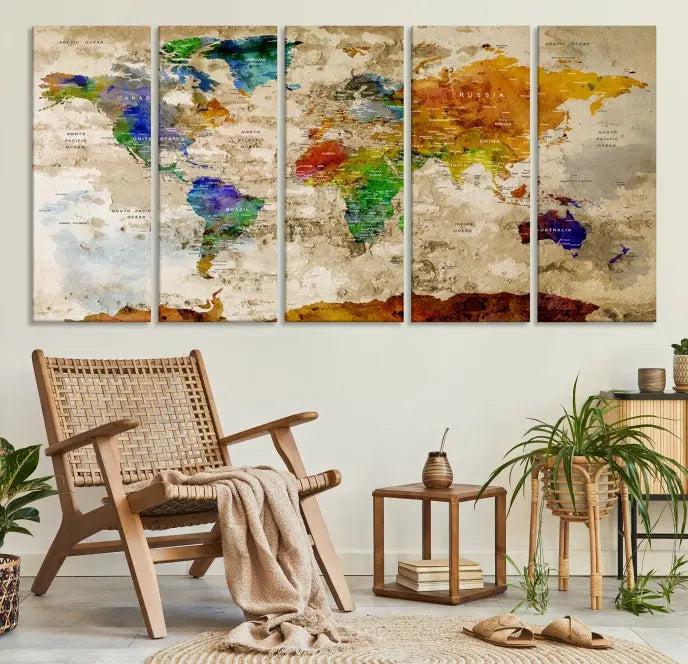 World Map Wall Art Canvas Print 