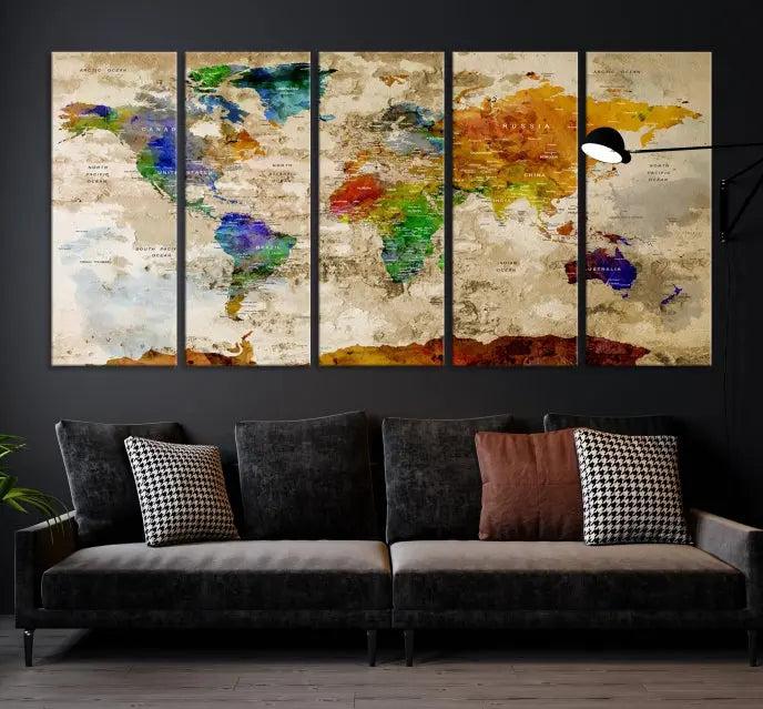 World Map Wall Art Canvas Print 